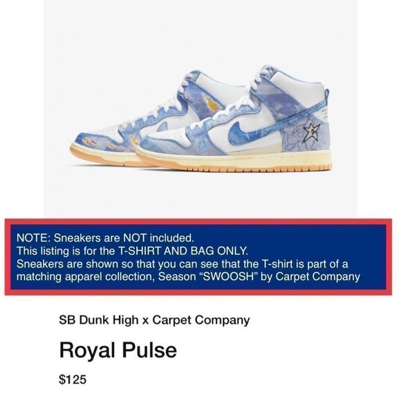 Carpet Company x Nike Dunk White Grey C-Star Logo Skateboarding T-Shirt NWT - Picture 12 of 16